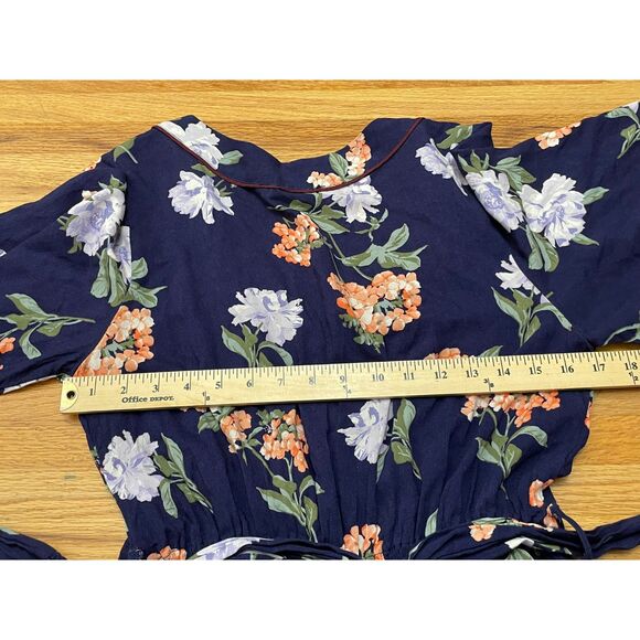 Abercrombie & Fitch Women's Romper One-Piece Mini Wrap Top Belted S Blue Floral - Picture 10 of 10